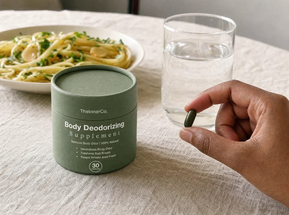 The tube and a single capsule beside a meal, taken with the first thing you eat.